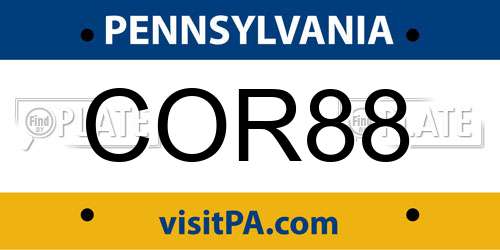 COR88 Pennsylvania License Plate