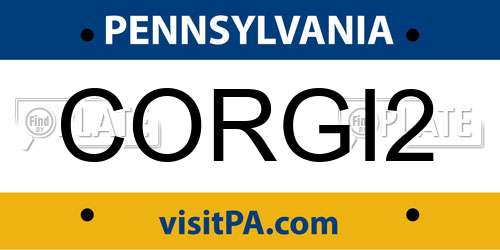 CORGI2 Pennsylvania License Plate