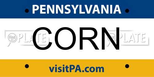 CORN Pennsylvania License Plate