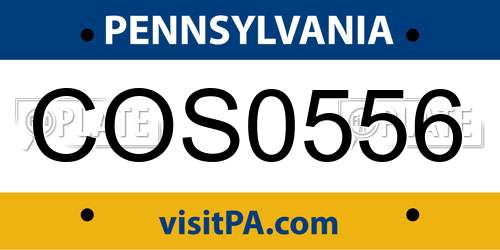 COS0556 Pennsylvania License Plate