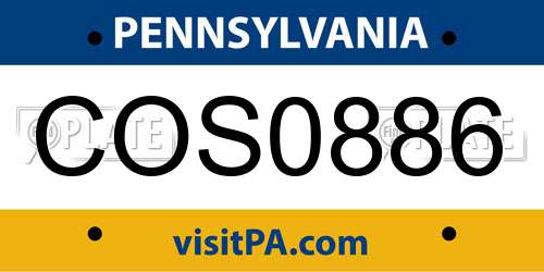 COS0886 Pennsylvania License Plate