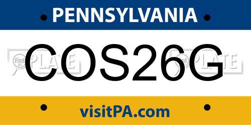 COS26G Pennsylvania License Plate