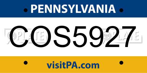 COS5927 Pennsylvania License Plate