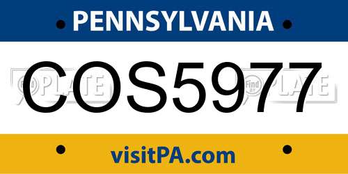 COS5977 Pennsylvania License Plate