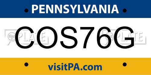 COS76G Pennsylvania License Plate
