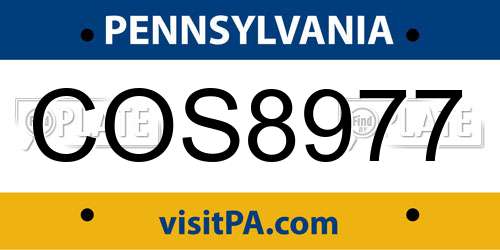 COS8977 Pennsylvania License Plate