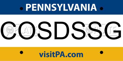 COSDSSG Pennsylvania License Plate