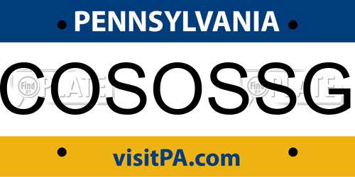COSOSSG Pennsylvania License Plate