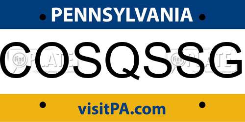 COSQSSG Pennsylvania License Plate