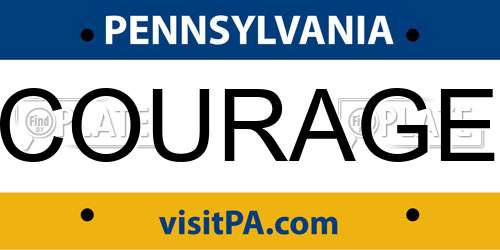 COURAGE Pennsylvania License Plate