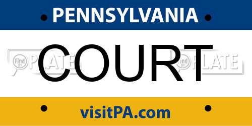 COURT Pennsylvania License Plate