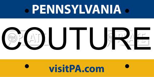 COUTURE Pennsylvania License Plate