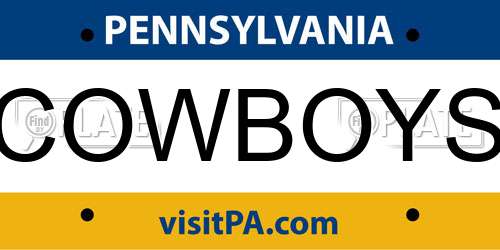 COWBOYS Pennsylvania License Plate