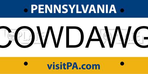 COWDAWG Pennsylvania License Plate