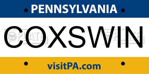 COXSWIN Pennsylvania License Plate