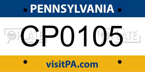 CP0105 Pennsylvania License Plate