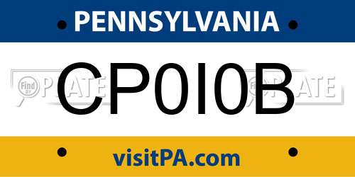 CP0I0B Pennsylvania License Plate