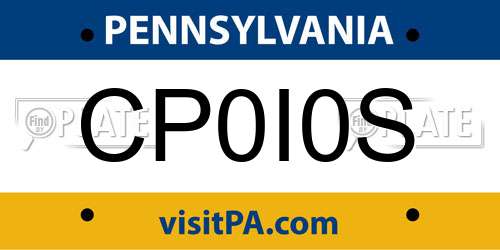 CP0I0S Pennsylvania License Plate