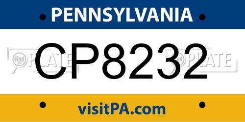 CP8232 Pennsylvania License Plate