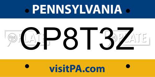 CP8T3Z Pennsylvania License Plate