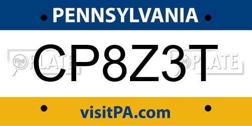 CP8Z3T Pennsylvania License Plate