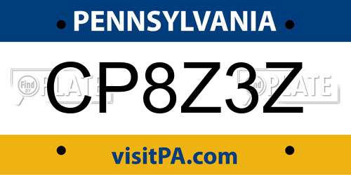 CP8Z3Z Pennsylvania License Plate