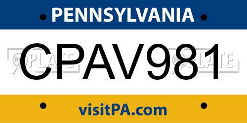 CPAV981 Pennsylvania License Plate