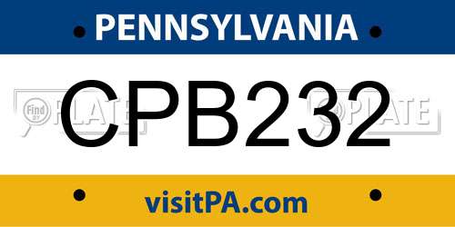 CPB232 Pennsylvania License Plate