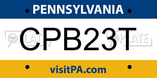 CPB23T Pennsylvania License Plate