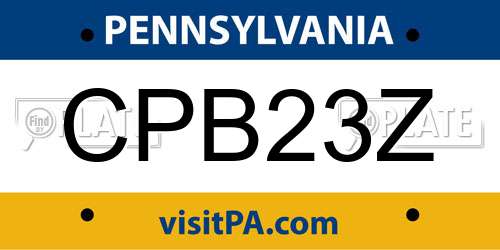 CPB23Z Pennsylvania License Plate