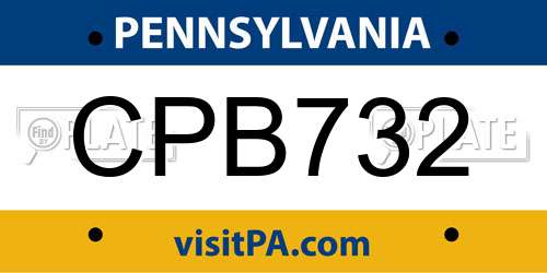 CPB732 Pennsylvania License Plate