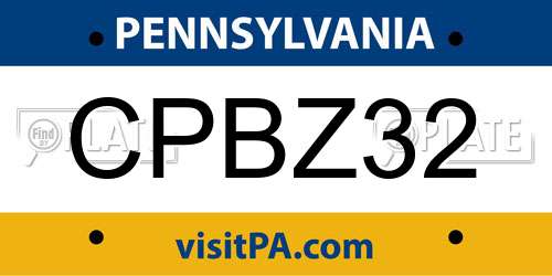 CPBZ32 Pennsylvania License Plate