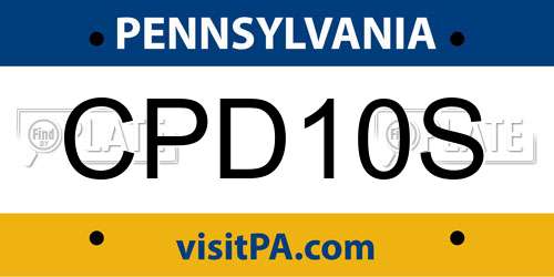 CPD10S Pennsylvania License Plate
