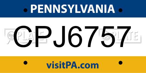 CPJ6757 Pennsylvania License Plate
