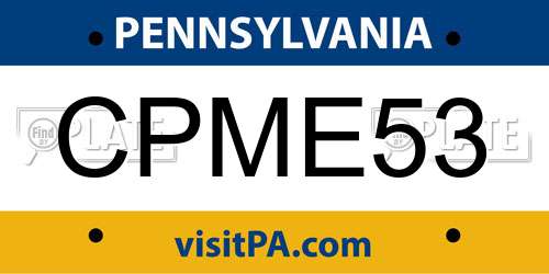 CPME53 Pennsylvania License Plate