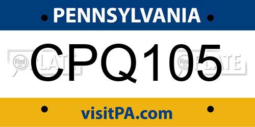 CPQ105 Pennsylvania License Plate