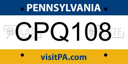 CPQ108 Pennsylvania License Plate