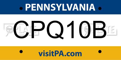 CPQ10B Pennsylvania License Plate