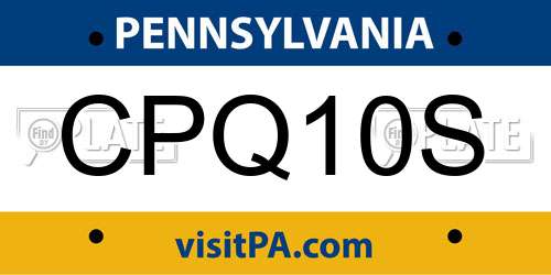 CPQ10S Pennsylvania License Plate