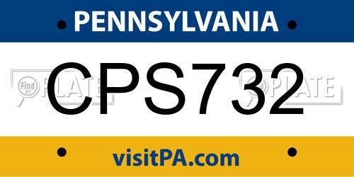 CPS732 Pennsylvania License Plate