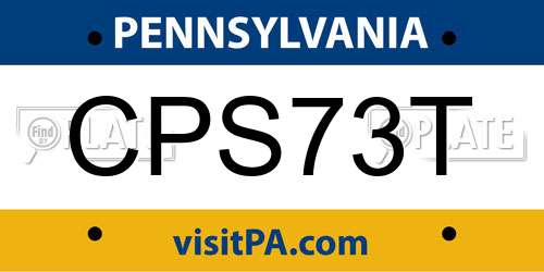 CPS73T Pennsylvania License Plate