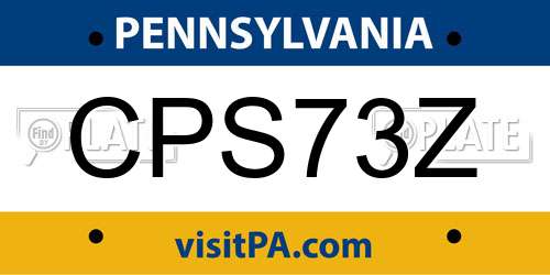 CPS73Z Pennsylvania License Plate