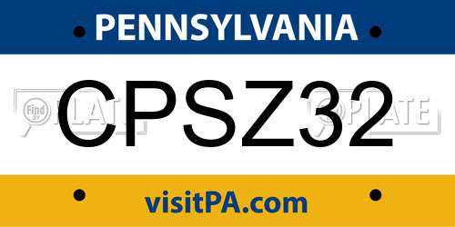 CPSZ32 Pennsylvania License Plate