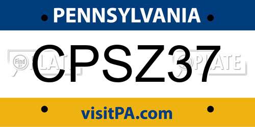 CPSZ37 Pennsylvania License Plate