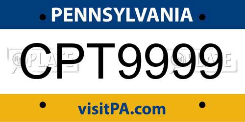 CPT9999 Pennsylvania License Plate