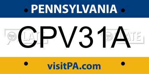 CPV31A Pennsylvania License Plate