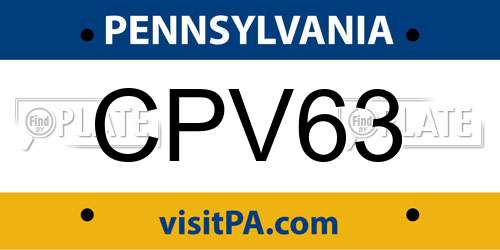 CPV63 Pennsylvania License Plate