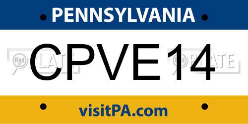 CPVE14 Pennsylvania License Plate