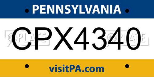 CPX4340 Pennsylvania License Plate