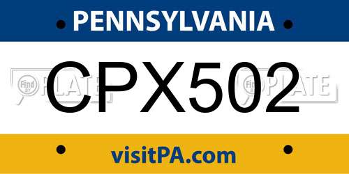 CPX502 Pennsylvania License Plate